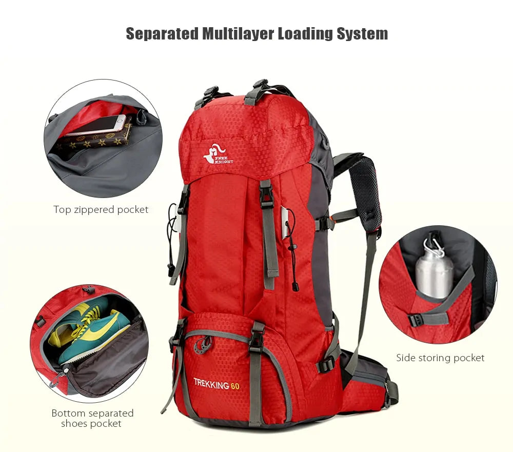 Trekking Climbing and Outdoor Backpack Camping Bag with Rain Cover